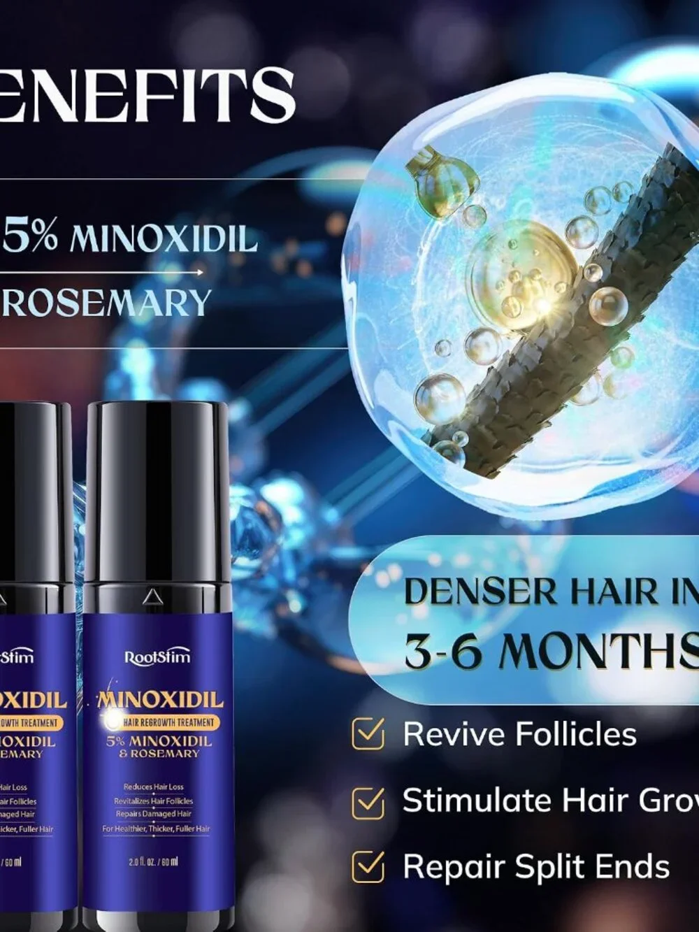 5% Minoxidil Hair Growth for Men and Women: 2-Pack Extra Strength Minoxidil Hair